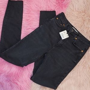 Zara Woman High Rise Skinny Frayed Hem Jeans